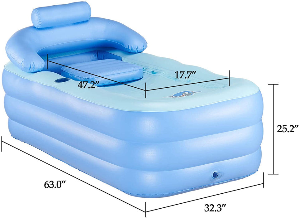 Portable Inflatable Bathtub For Adults - With Air Pump - Foldable 