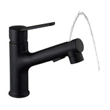 Bathroom/Kitchen Faucet With Pull Out Sprayer - Matte Black Solid Brass